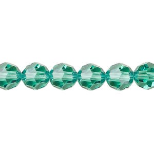 Bead 1pkg12 Caribbean green, Crystal Passions&reg; Regenerated 8mm round 5000