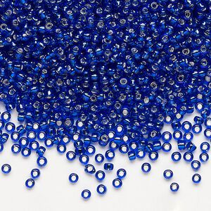 Seed bead, Dyna-Mites&trade;, glass, pkg/1/2kg, #11 round, transparent silver-lined cobalt blue, (44:RR 11/0 RR).