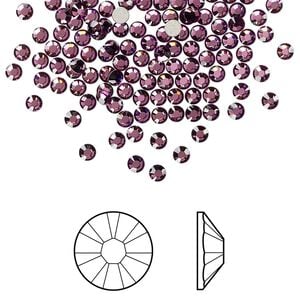 Flat back 144pk amethyst foil back, Crystal Passions&reg; 2.5-2.7mm rose round SS9 2058