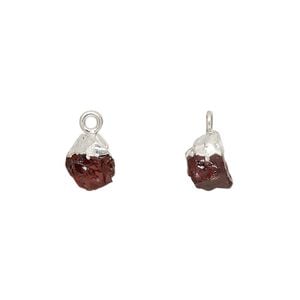 Drop 1pkg1, sterling silver and electrocoated garnet (natural), 8x5mm-9x7mm hand-cut nugget