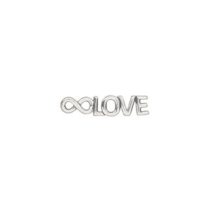 Charm 1pkg1, antiqued sterling silver, 18x4.5mm single-sided infinty symbol and "LOVE".