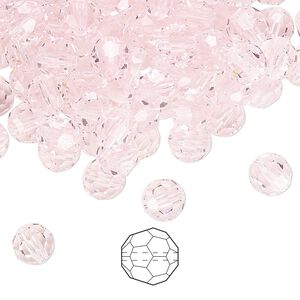 Bead 144pk pink sapphire, Preciosa Czech crystal 6mm round