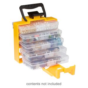 Organizer, Need A Bead Now&trade;, black and yellow, 8 x 7 x 4-1/2 inches, 22 compartments. Sold individually.