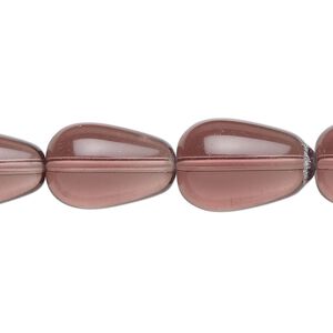 Bead, glass, transparent purple, 17x11mm-18x13mm teardrop. Sold per 15-1/2" to 16" strand.