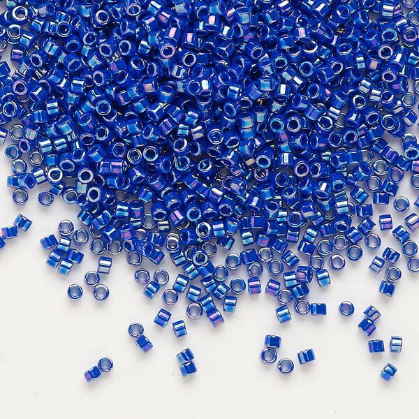 Seed bead, Delica&reg;, glass, pkg/7.5g, #11 round, opaque rainbow cobalt (DB-0165). image number 0