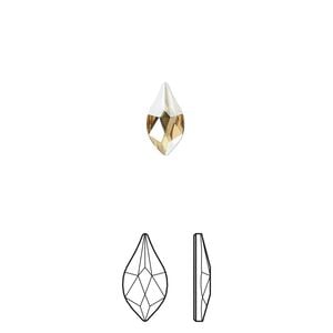Flat back 12pk crystal golden shadow foil back, Crystal Passions&reg; 10x5mm flame 2205