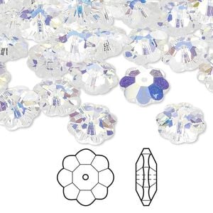 Margarita flower 288pk crystal AB, Swarovski&reg; 10x3.5mm 3700