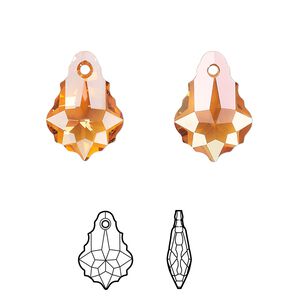 Drop 2pk crystal chili pepper, Crystal Passions&reg; 16x11mm pendant baroque 6090