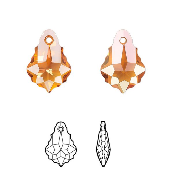 Drop 2pk crystal chili pepper, Crystal Passions&reg; 16x11mm pendant baroque 6090 image number 0