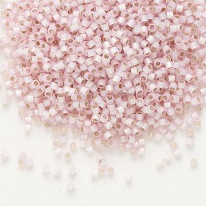 Seed bead, Delica&reg; 1pkg50g glass, #11 round, translucent silver-lined light rose / outside dyed (DB-0624)