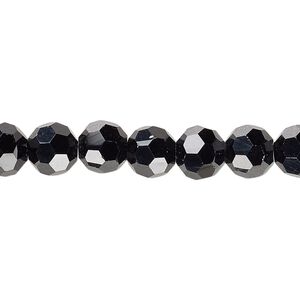 Bead 1pk 32 facets opaque black, Celestial Crystal&reg; 8mm round 15.5-16 inch