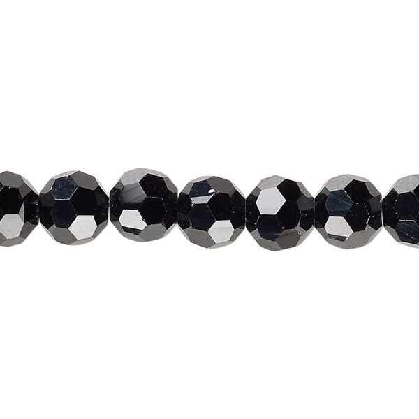 Bead 1pk 32 facets opaque black, Celestial Crystal&reg; 8mm round 15.5-16 inch image number 0