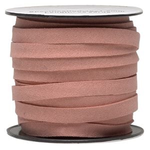 Cord, faux suede, rose, 10mm flat. Sold per pkg of 3 yards.