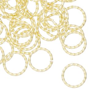 Jump ring 1pkg50 brass, 12mm hand-cut twisted round, 16 gauge / 9.7mm inside diameter