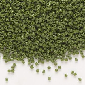 Seed bead, Delica&reg;, glass, pkg/250g, #11 round, opaque avocado (DB-1135).