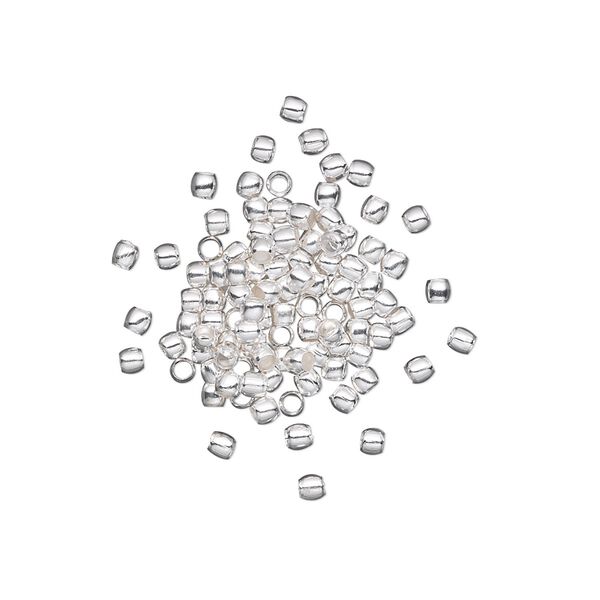 Bead 1pkg500 silver-plated, 2x1.5mm micro round, brass image number 0