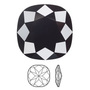Fancy stone 1pk jet, Crystal Passions&reg; 27mm cushion 4487