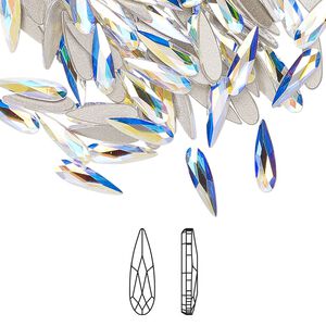 Flat back 180pk crystal AB foil back, Swarovski&reg; 10x2.8mm raindrop 2304
