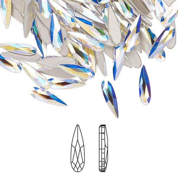 Flat back 180pk crystal AB foil back, Swarovski&reg; 10x2.8mm raindrop 2304 image number 0