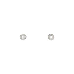 Bead 1pkg100 silver-plated, 4mm corrugated double cone, brass