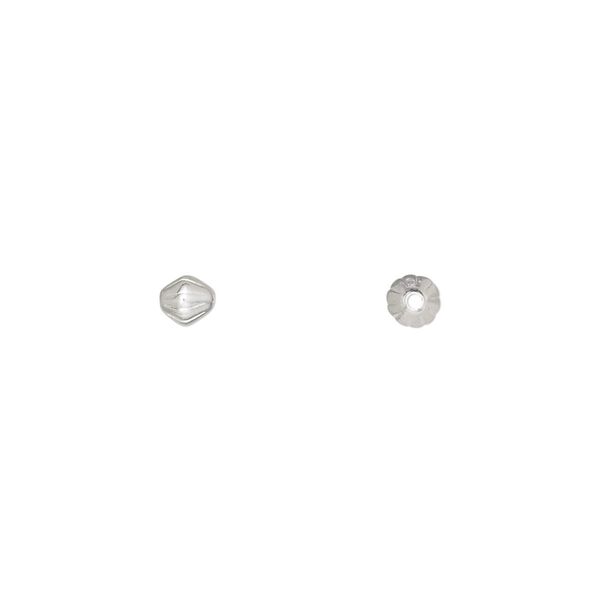 Bead 1pkg100 silver-plated, 4mm corrugated double cone, brass image number 0