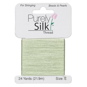 Thread, Purely Silk&trade;, medium green, size E. Sold per 24-yard card.