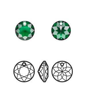 Drop 2pk majestic green, Crystal Passions&reg; 10mm pendant classic cut 6430