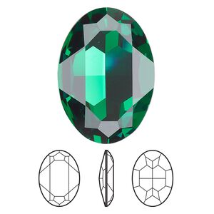 Fancy stone 24pk majestic green foil back, Swarovski&reg; 30x22mm oval 4127