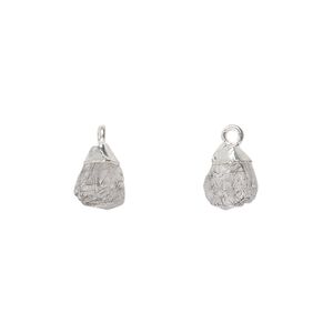 Drop 1pkg1, sterling silver and electrocoated tourmalinated quartz (natural), 8x5mm-9x7mm hand-cut nugget