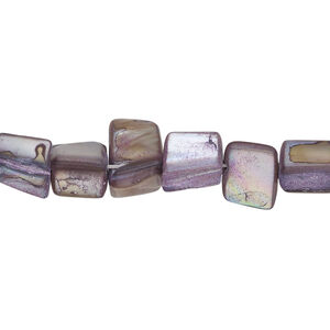 Mother-of-pearl shell 1pkg1, triangle tube bead 14 inch grey / purple 8x6mm-13x8mm