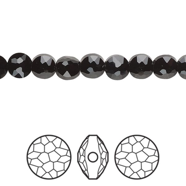 Bead 288pk jet, Swarovski&reg; 6mm puffed round 5034 image number 0