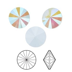 Chaton 2pk crystal powder blue AB, Crystal Passions&reg; 14mm rivoli 1122