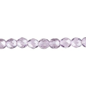 Bead, Czech fire-polished dipped d&eacute;cor glass, transparent lilac, 6mm faceted round. Sold per 15-1/2" to 16" strand, approximately 65 beads.