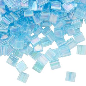 Seed bead, TILA&reg;, glass, pkg/40g, 5mm full tila square, translucent rainbow light blue (TL-260).