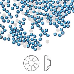 Flat back 1440pk Capri blue foil back, Preciosa MAXIMA Czech crystal hotfix rhinestone 1.9-2.1mm chaton rose round SS6