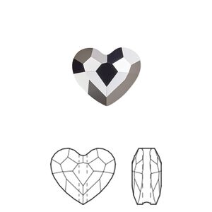 Bead 4pk crystal silver night 2X, Crystal Passions&reg; 12mm love 5741
