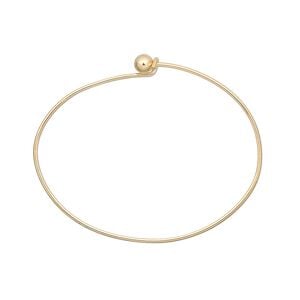 Bracelet, bangle, gold-plated brass, 1.5mm wide oval with 5.5mm twist-off bead end, 7 inches. Sold individually.