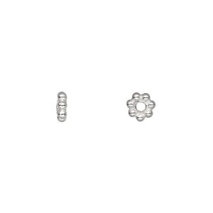 Bead 1pkg50 silver-plated, 6x2mm beaded rondelle, copper