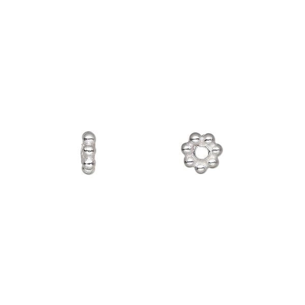 Bead 1pkg50 silver-plated, 6x2mm beaded rondelle, copper image number 0