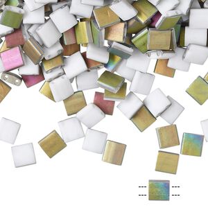 Seed bead, TILA&reg;, glass, pkg/10g, 5mm full tila square, opaque vitrail matte white, (TL-4559).
