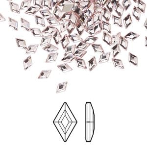 Flat back 6pk light rose foil back, Crystal Passions&reg; 5x3mm diamond 2773