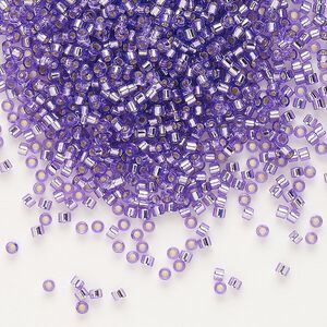 Seed bead, Delica&reg;, glass, pkg/50g, #11 round, transparent outside dyed silver-lined purple (DB-1347).