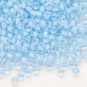 Seed bead, Dyna-Mites&trade;, glass 1pkg40g, #6 round, translucent inside dyed color light aqua (217 6/0 RR)