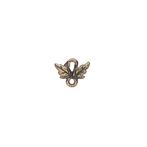 Link, TierraCast&reg;, antique brass-plated pewter (tin-based alloy), 11x6mm 2-sided leaf. Sold per pkg of 5.