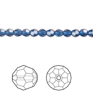 Bead 144pk dark sapphire, Crystal Passions&reg; Regenerated 4mm round 5000