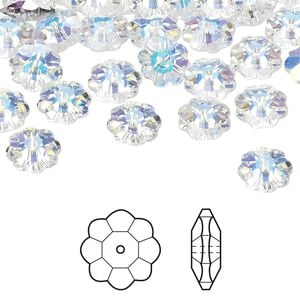 Margarita flower 288pk crystal AB, Swarovski&reg; 8x3mm 3700