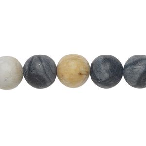 Picasso "jasper" 1pkg1, matte round bead natural 15.5-16 inch 10mm