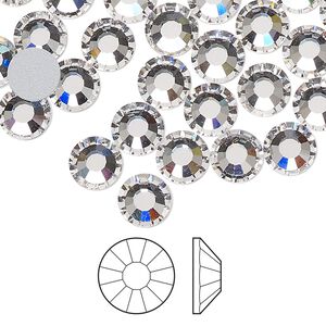 Flat back 12pk crystal foil back, Preciosa Viva 12&reg; Czech crystal rhinestone 7-7.3mm chaton rose round SS34