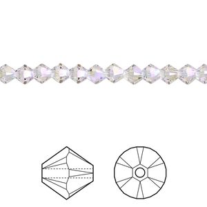 Bead 48pk crystal shimmer 2X, Crystal Passions&reg; 4mm bicone 5328
