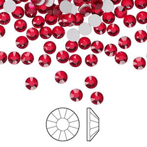 Flat back 144pk light Siam foil back, Preciosa Viva 12&reg; Czech crystal rhinestone 3.8-4mm chaton rose round SS16